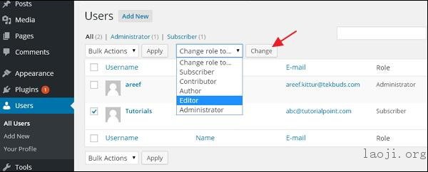 WordPress Edit Users