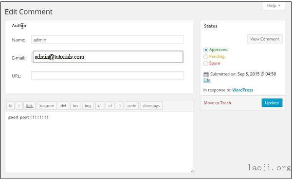 WordPress Edit Comments