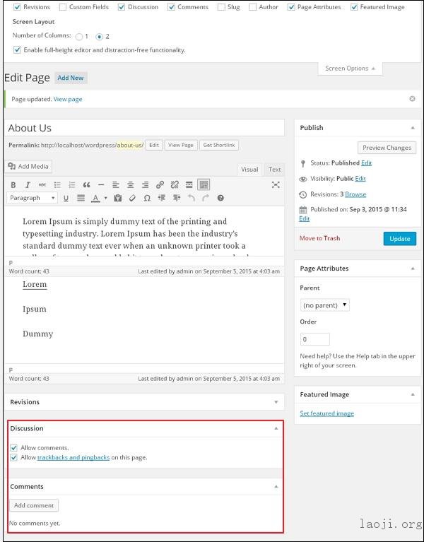 WordPress Add Comments
