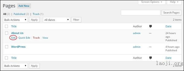 WordPress Delete Links