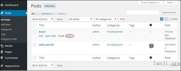 WordPress preview posts