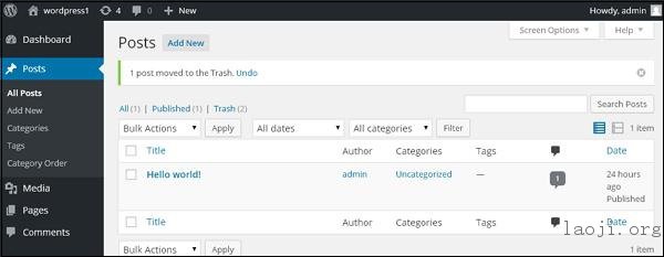 WordPress delete posts