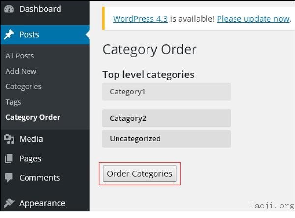 WordPress arrange category