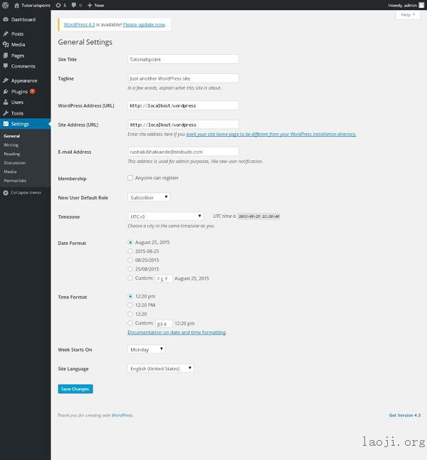 WordPress General Setting